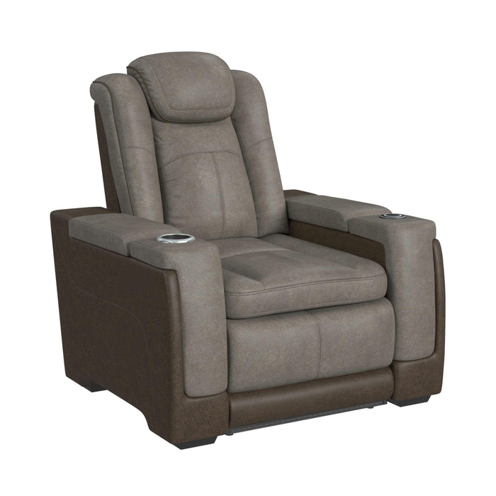 Lantana Power Motion Recliner with Power Headrest, Led ,wireless charger and cup holder in Rocky Grey/Brown