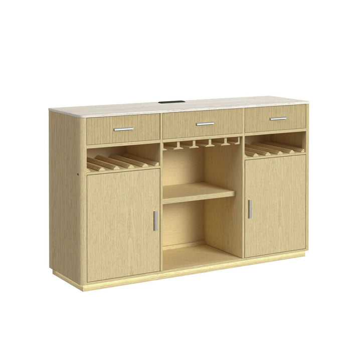 Cambrie Buffet with LED and Power in Off-White and Natural