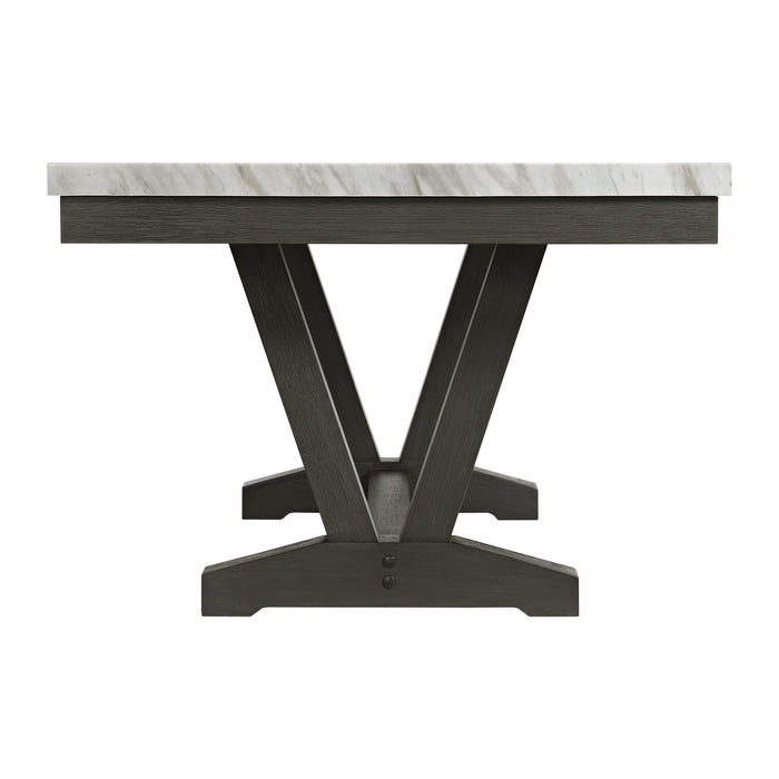 Everdeen Dining Table w/ White Faux Marble Top in Charcoal