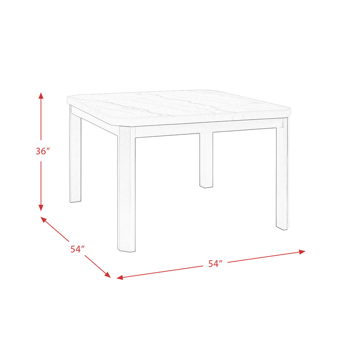Francesca White Marble Square 5PC Counter Height Dining Set-Table & Four Black PU Chairs