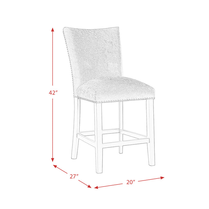 Valentino White 5PC Counter Height Dining Set - Table & Four Grey Chairs