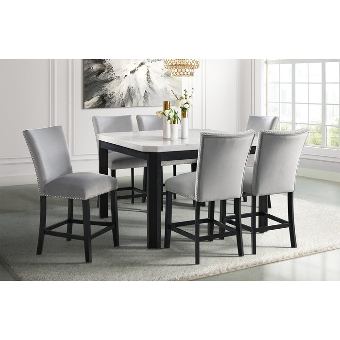 Francesca Counter Dining Gray Counter Velvet Side Chair (2 Per Pack)