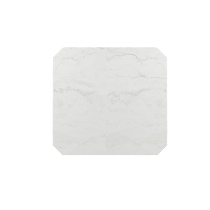 Francesca White Marble Square 5PC Counter Height Dining Set-Table & Four Grey Velvet Chairs