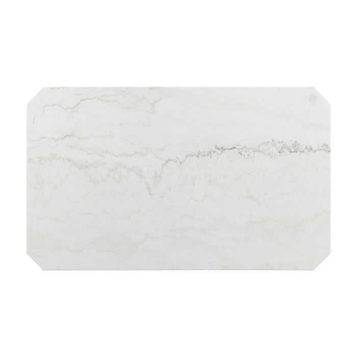 Francesca White Marble Rectangular 5PC Dining Set-Table & Four Grey Velvet Chairs