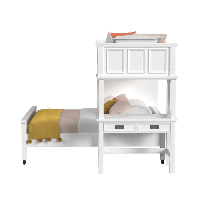 Hampton Kids Over Loft with Staircase and Desk with Speaker