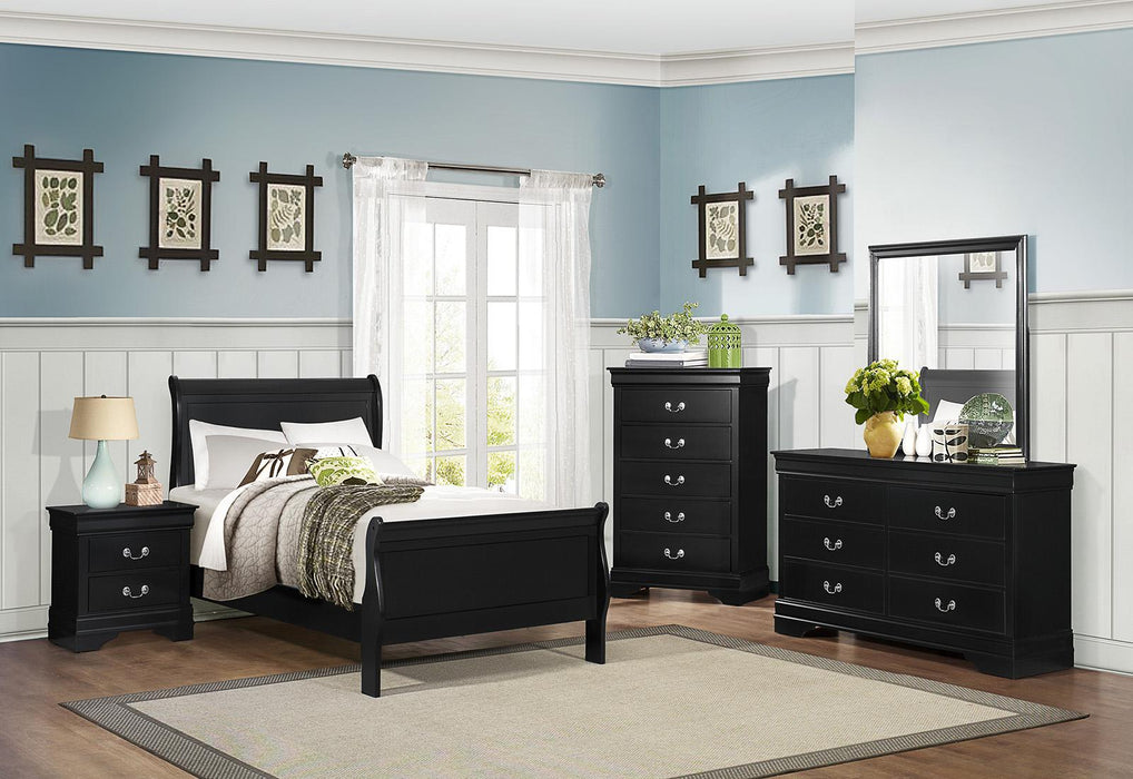 Homelegance Mayville Twin Sleigh Bed in Black 2147TBK-1
