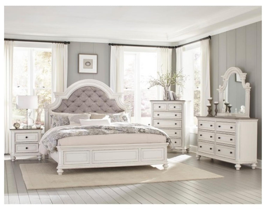 Homelegance Baylesford Queen Upholstered Panel Bed in Antique White 1624W-1*
