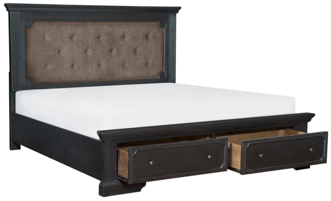 Homelegance Bolingbrook Queen Upholstered Storage Platform Bed in Coffee 1647-1*