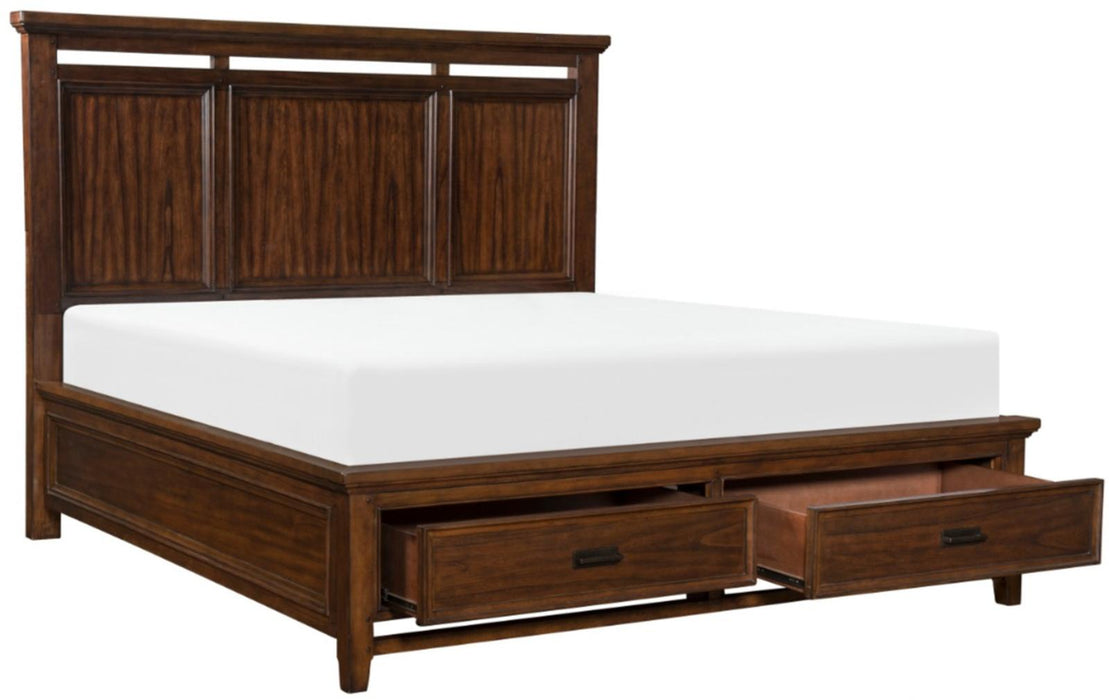 Homelegance Frazier King Upholstered Storage Platform Bed in Dark Cherry 1649K-1EK*