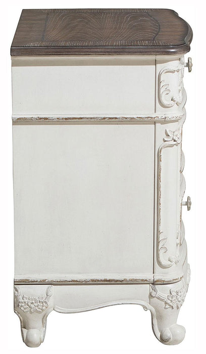 Homelegance Cinderella Night Stand in Antique White with Grey Rub-Through 1386NW-4