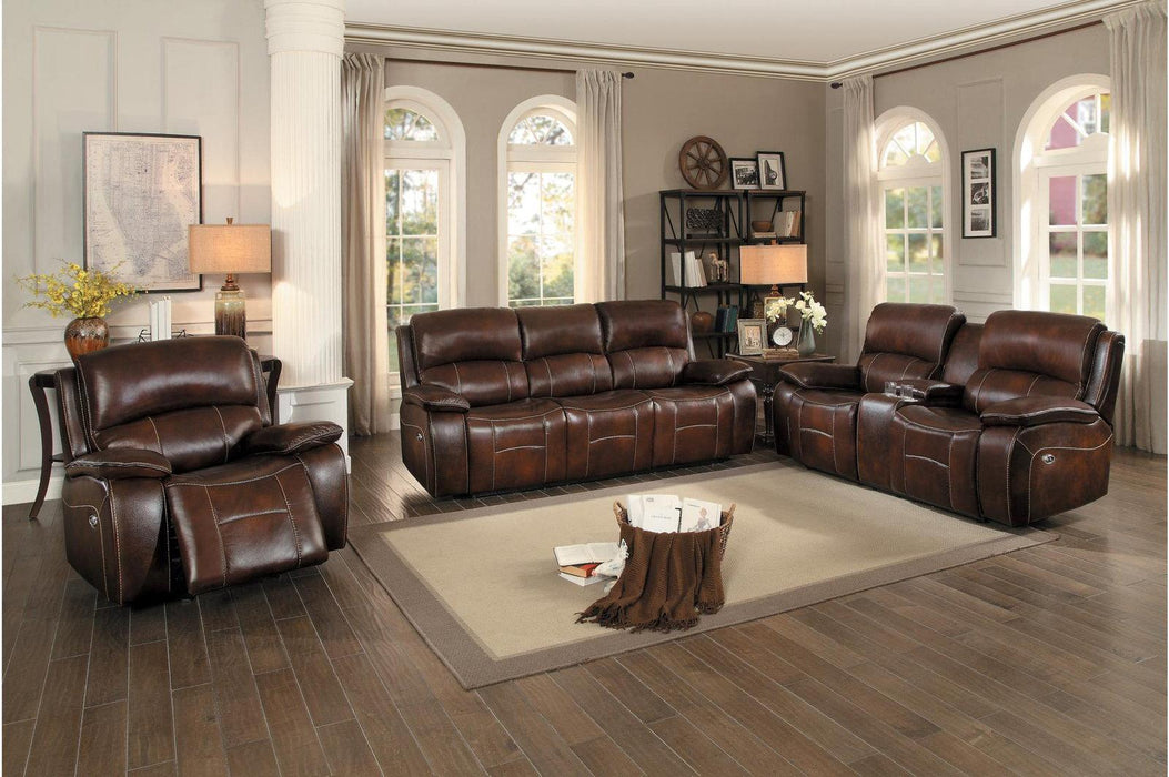 Homelegance Furniture Mahala Power Double Reclining Loveseat in Brown 8200BRW-2PW