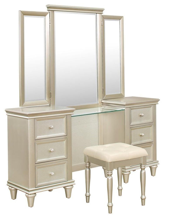 Homelegance Celandine Vanity Dresser with Mirror in Silver 1928-15*