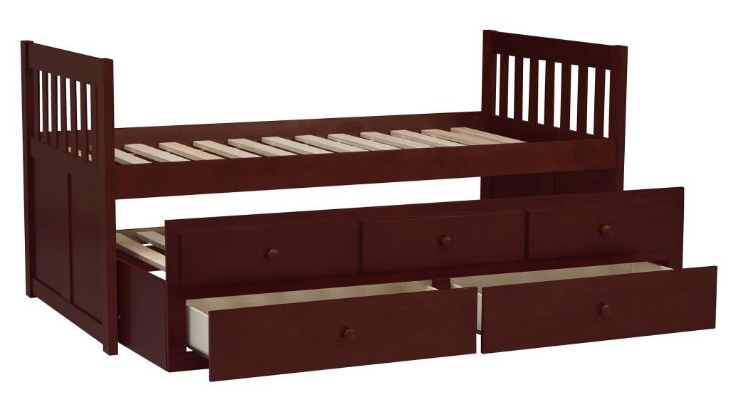 Homelegance Rowe Twin/Twin Trundle Bed w/ Two Storage Drawers in Dark Cherry B2013PRDC-1*