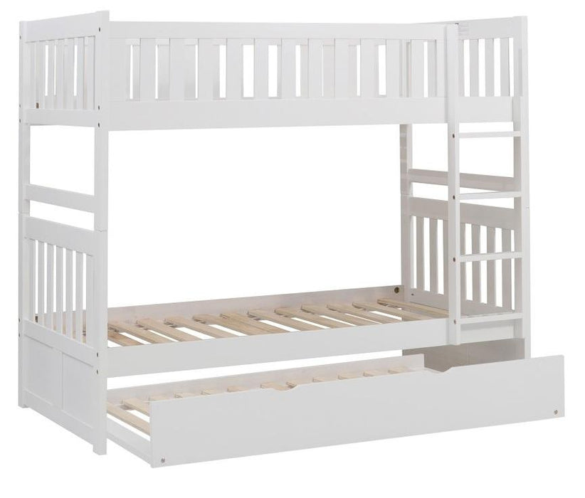 Homelegance Galen Twin/Twin Bunk Bed w/ Twin Trundle in White B2053W-1*R