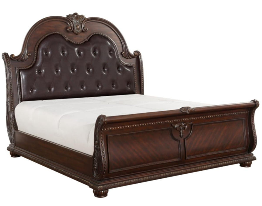 Homelegance Cavalier Queen Sleigh Bed in Dark Cherry 1757-1*