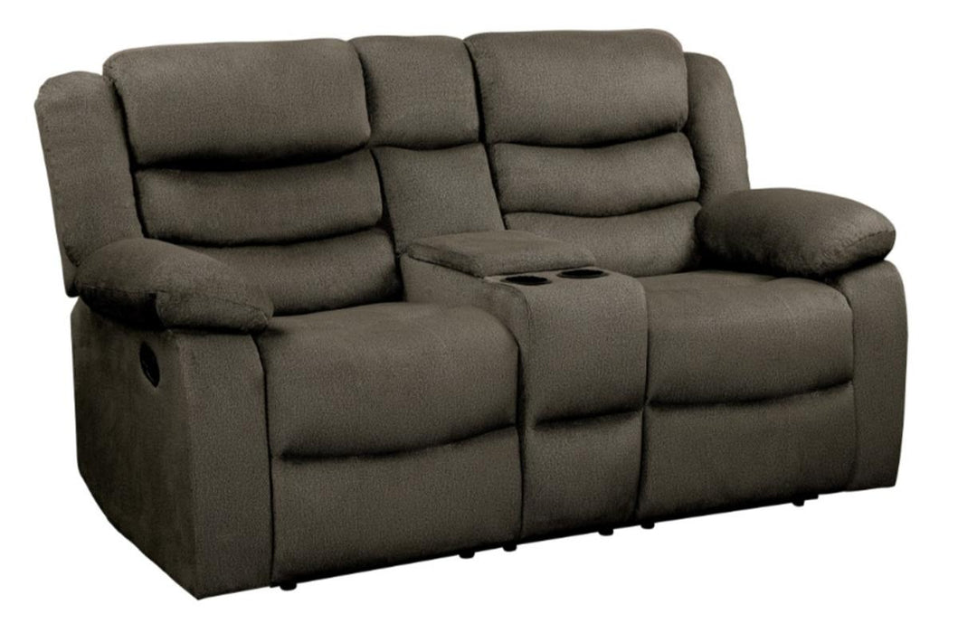 Homelegance Furniture Discus Double Reclining Loveseat in Brown 9526BR-2