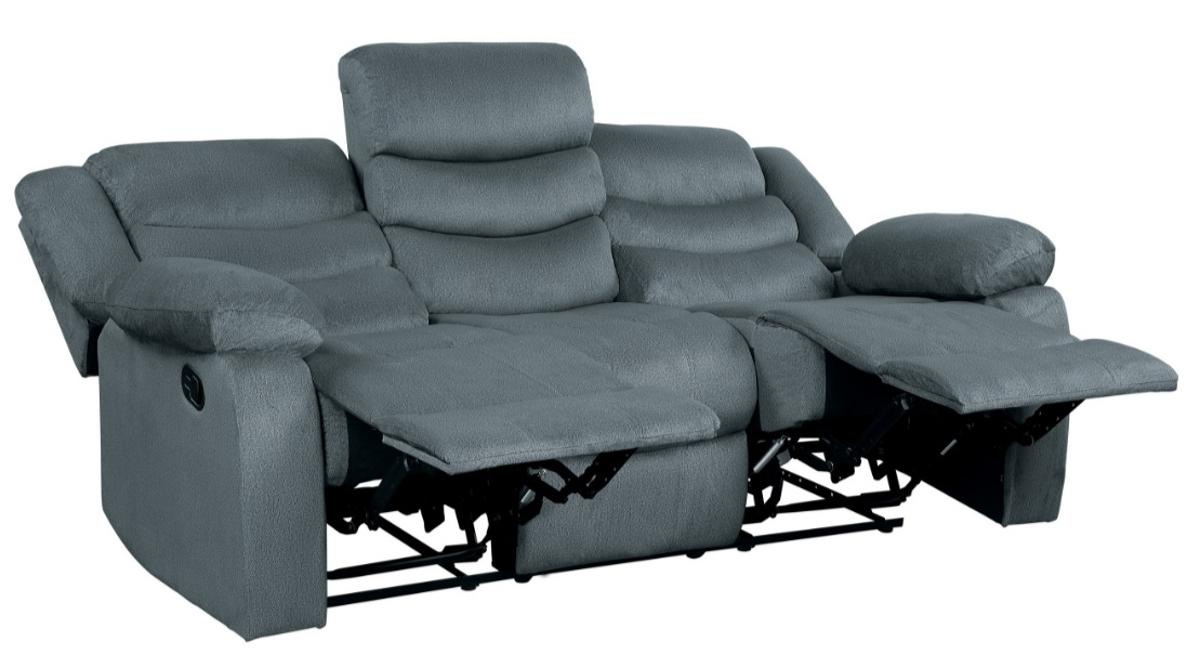 Homelegance Furniture Discus Double Reclining Sofa in Gray 9526GY-3