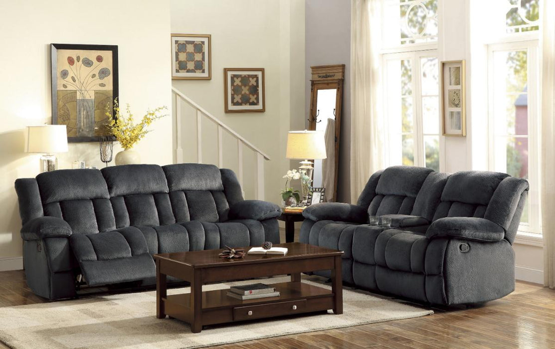 Homelegance Furniture Laurelton Double Reclining Sofa in Charcoal 9636CC-3