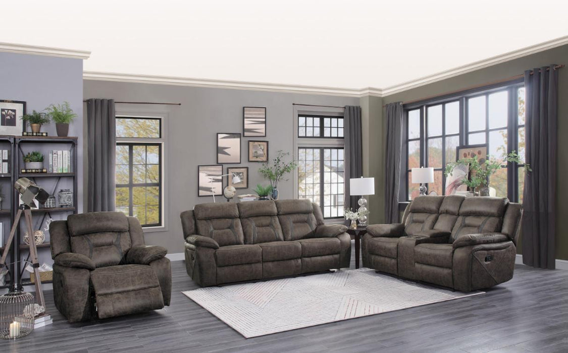 Homelegance Furniture Madrona Double Reclining Sofa in Dark Brown 9989DB-3