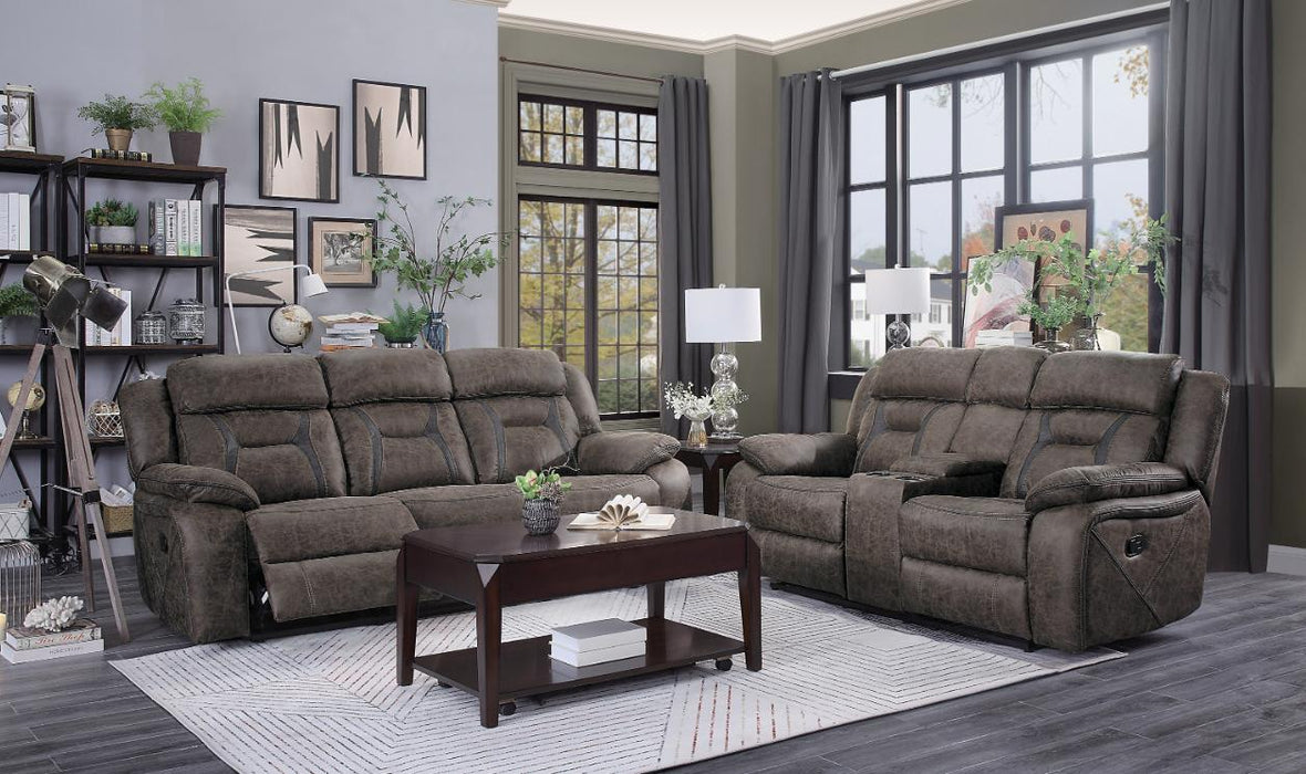 Homelegance Furniture Madrona Double Reclining Sofa in Dark Brown 9989DB-3