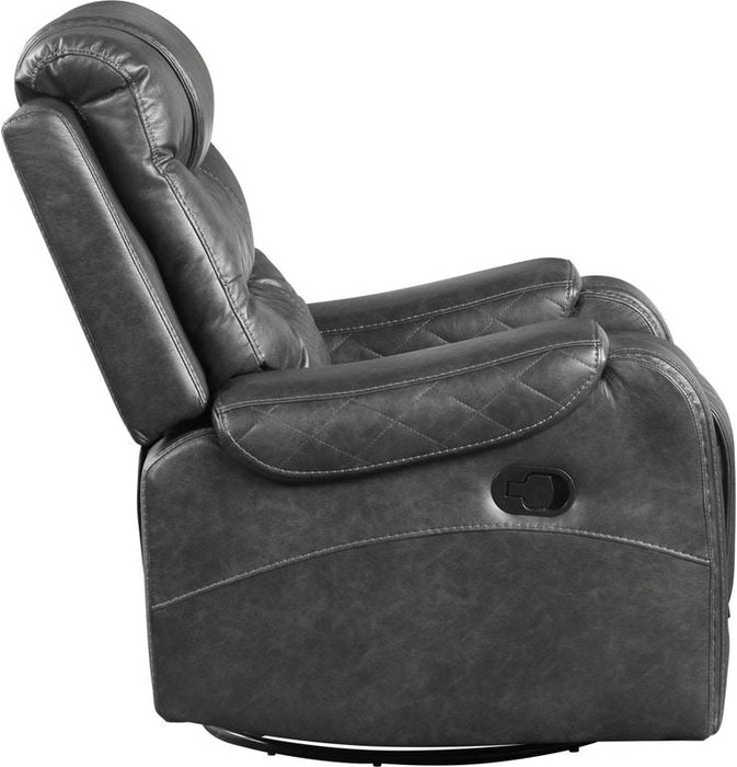 Homelegance Furniture Putnam Swivel Glider Reclining Chair in Gray 9405GY-1