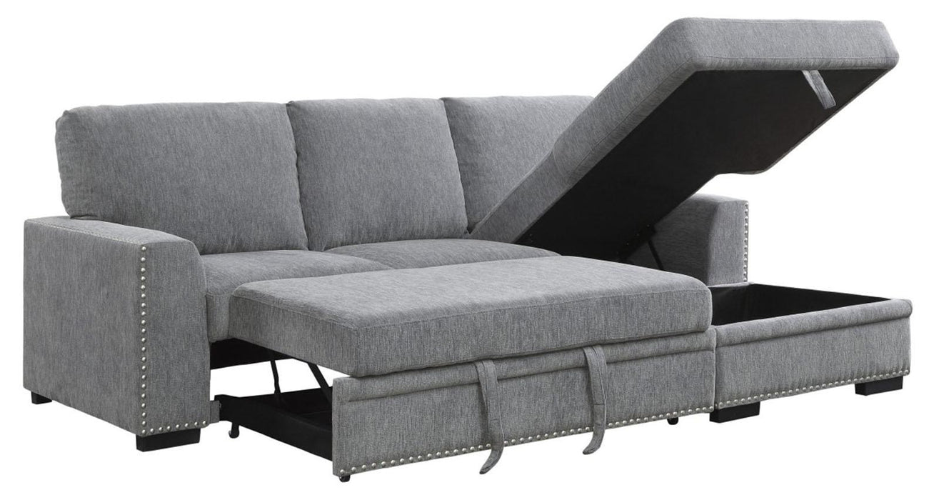 Homelegance Furniture Morelia 2pc Sectional with Pull Out Bed and Right Chaise in Dark Gray 9468DG*2RC2L