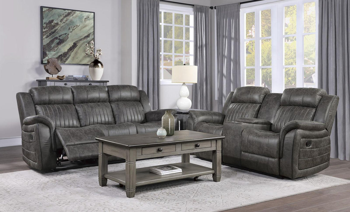 Homelegance Furniture Centeroak Double Reclining Sofa in Gray 9479BRG-3