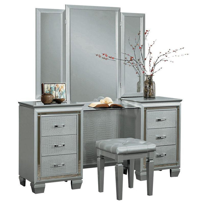 Allura Vanity Dresser with Mirror in Silver 1916-15* image