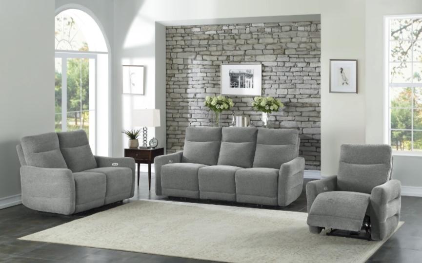 Edition Power Double Lay Flat Reclining Loveseat in Dove Grey 9804DV-2PWH