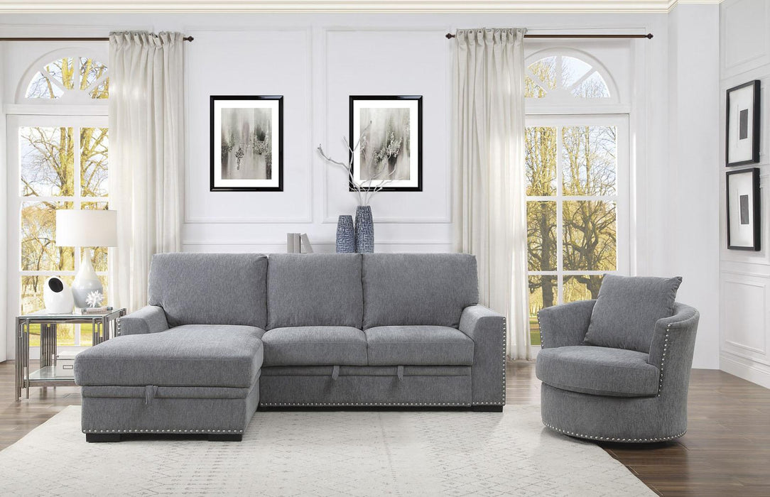 Morelia 2pc Sectional with Pull Out Bed and Left Chaise in Dark Gray 9468DG*2LC2R