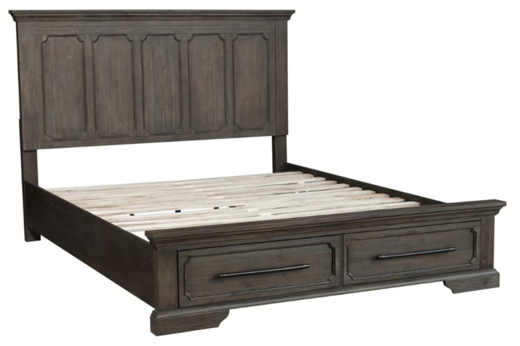 Taulon King Platform Bed with Footboard Storage in Dark Oak 5438K-1EK*