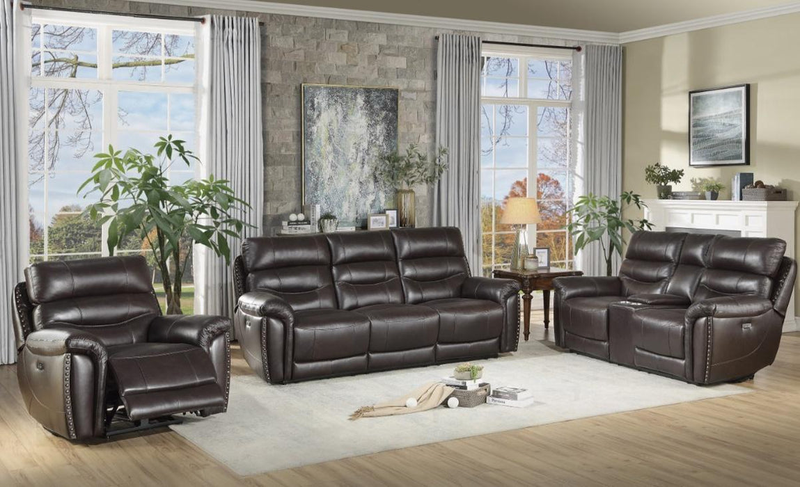 Lance Power Double Reclining Sofa with Power Headrests in Brown 9527BRW-3PWH