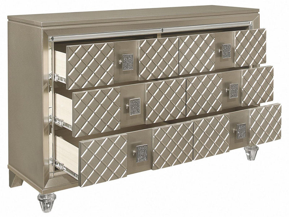 Youth Loudon 6 Drawer Dresser in Champagne Metallic B1515-5