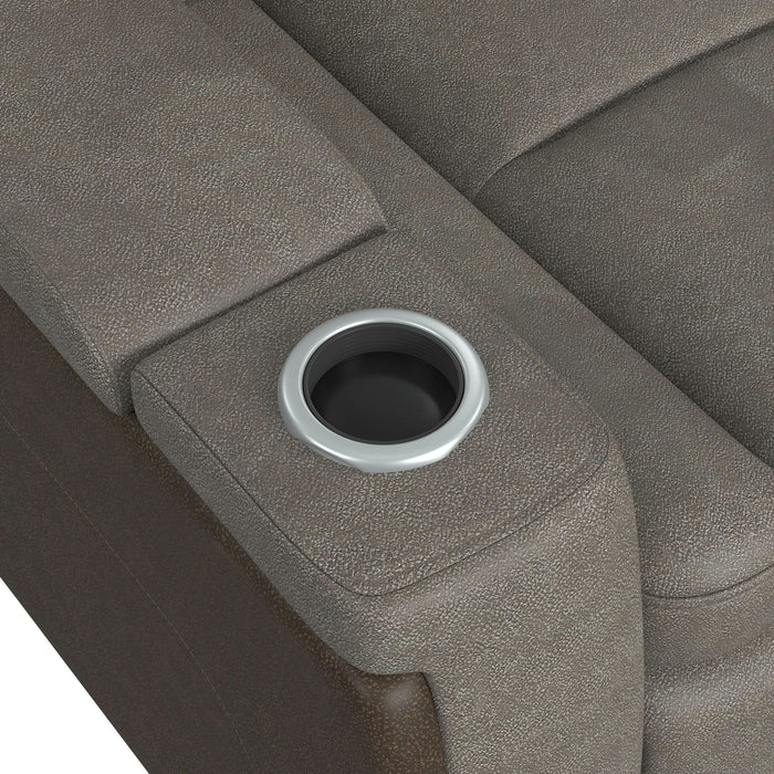 Lantana Power Motion Recliner with Power Headrest, Led ,wireless charger and cup holder in Rocky Grey/Brown