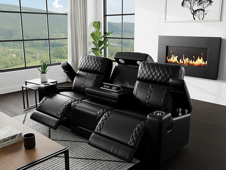 BLACK SOFA AND  LOVESEAT WITH LED