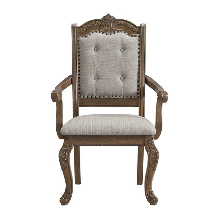 Madison Park Dining Arm Chair with Beige Fabric in Walnut (2 Per Carton)