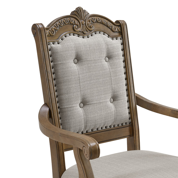 Madison Park Dining Arm Chair with Beige Fabric in Walnut (2 Per Carton)