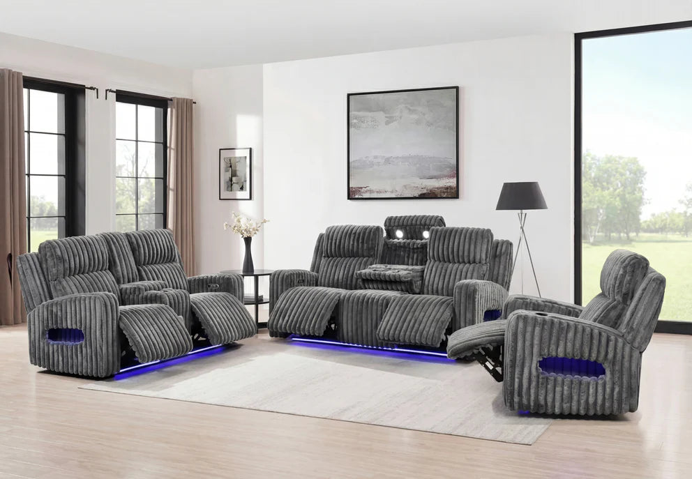 Luxury Corduroy Power Reclining Theater Living Room Set