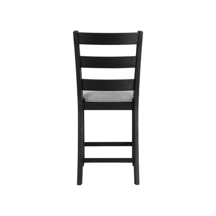 Martin Counter Side Chair with Grey Fabric - Black Finish (2 Per Carton)