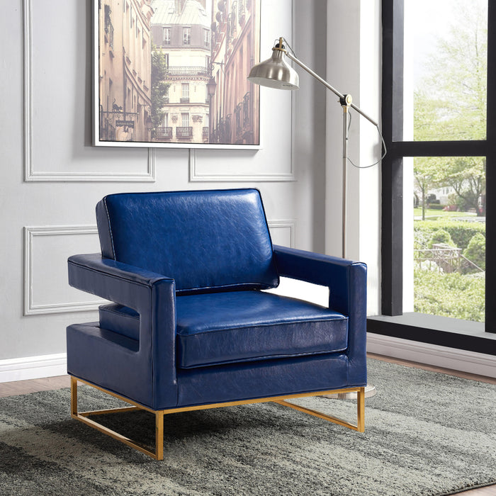 Amelia Navy Faux Leather Accent Chair