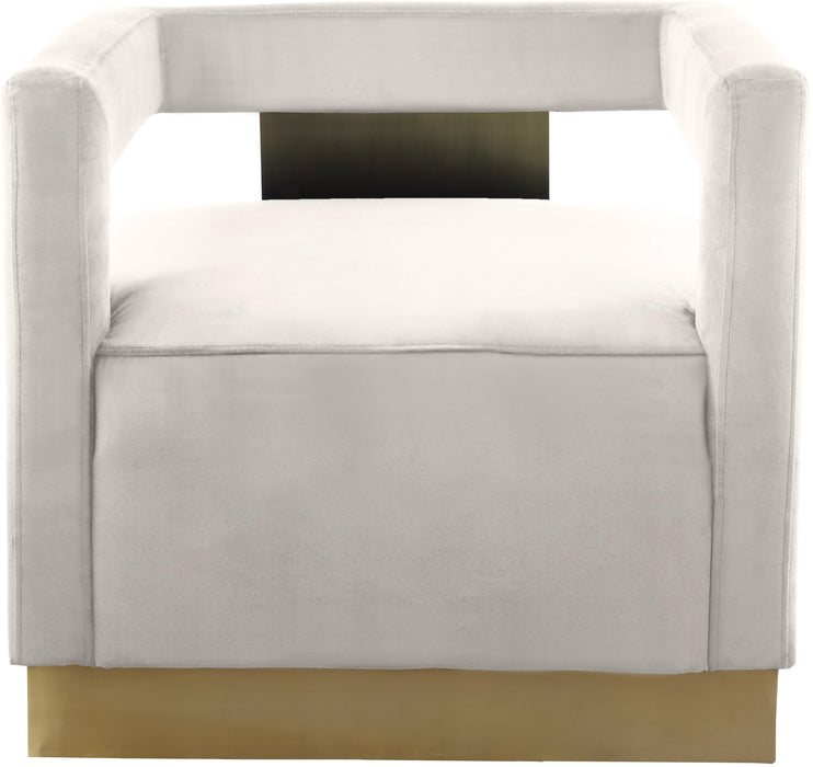 Armani Cream Velvet Accent Chair