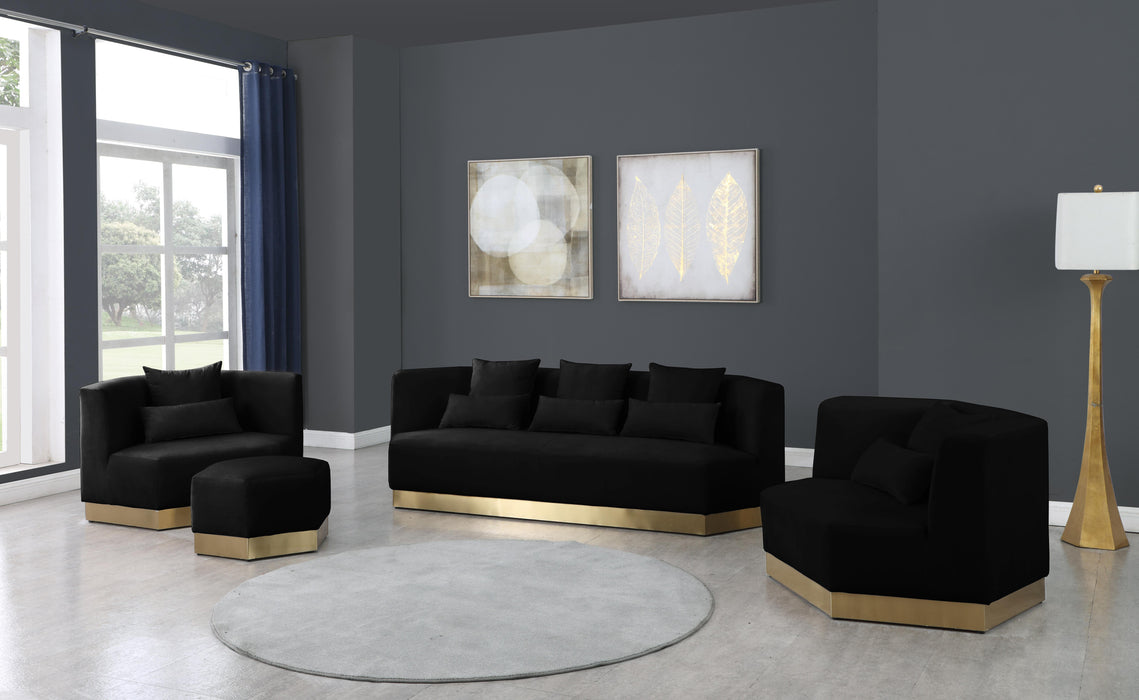 Marquis Black Velvet Sofa