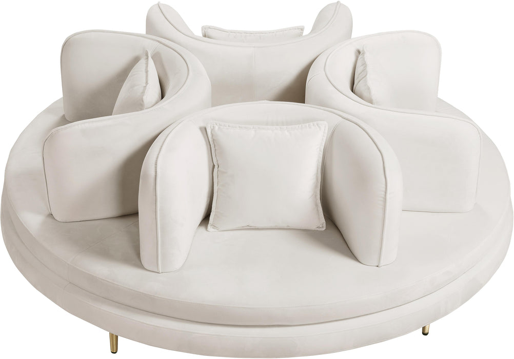 Circlet Cream Velvet Round Sofa Settee