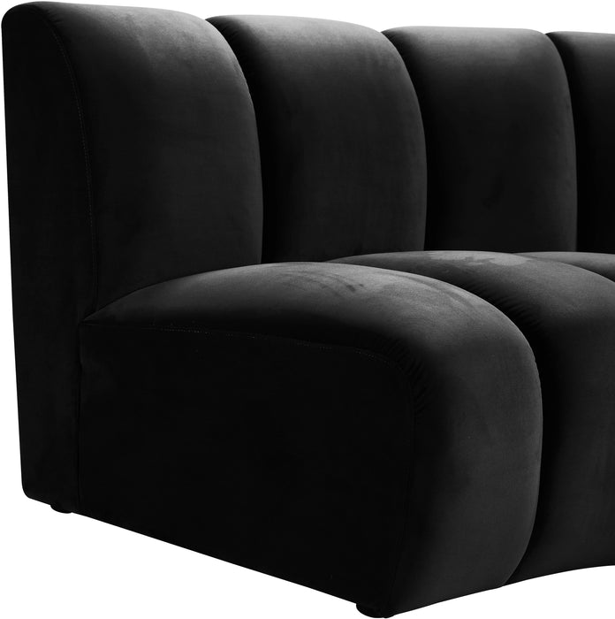 Infinity Black Velvet 4pc. Modular Sectional