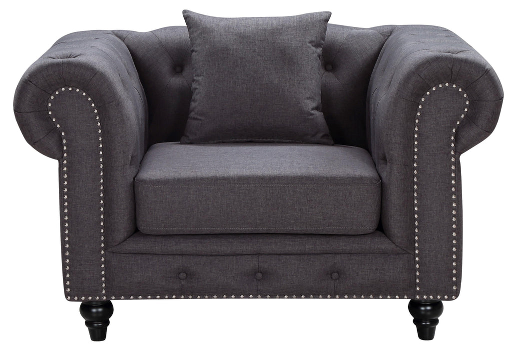 Chesterfield Grey Linen Chair