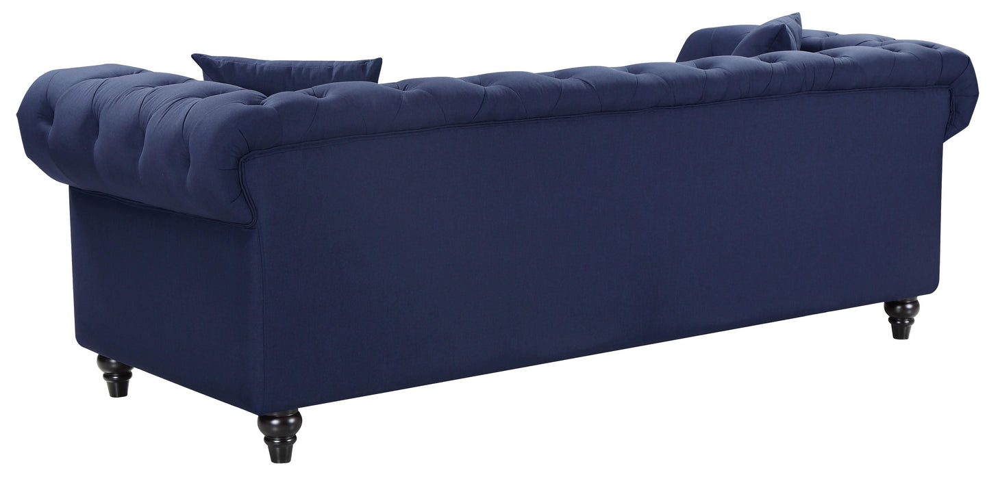 Chesterfield Navy Linen Sofa