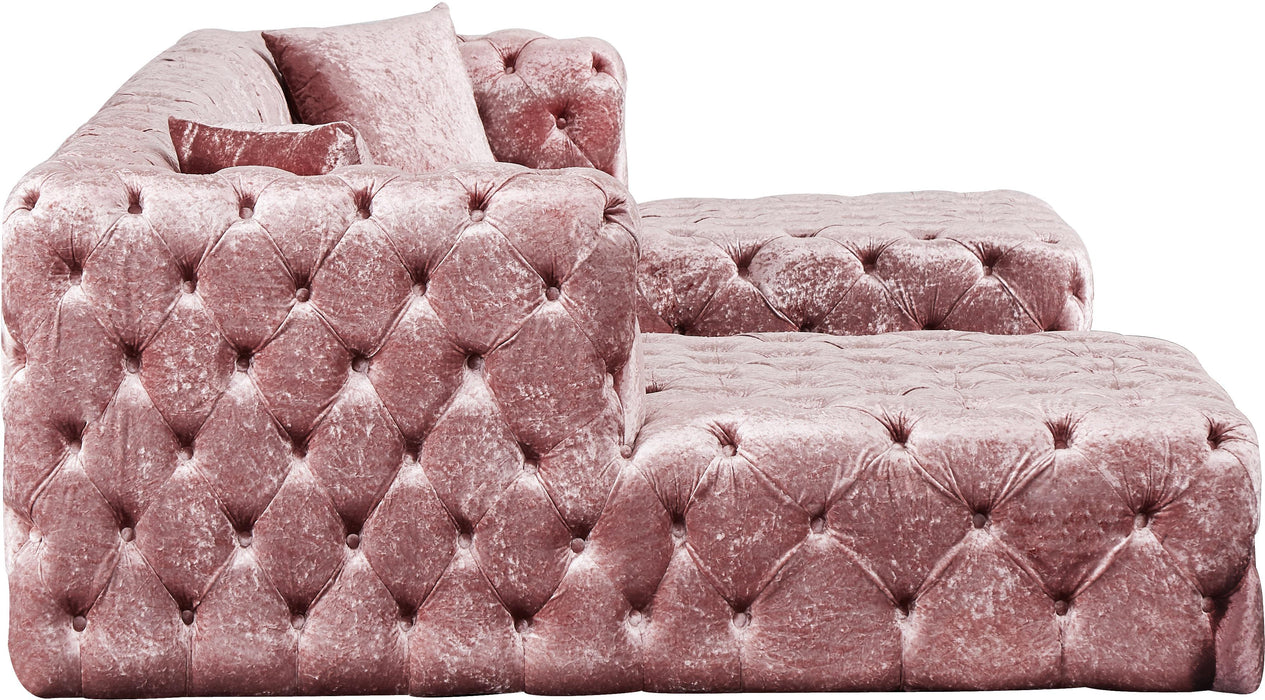 Coco Pink Velvet 3pc. Sectional (3 Boxes)