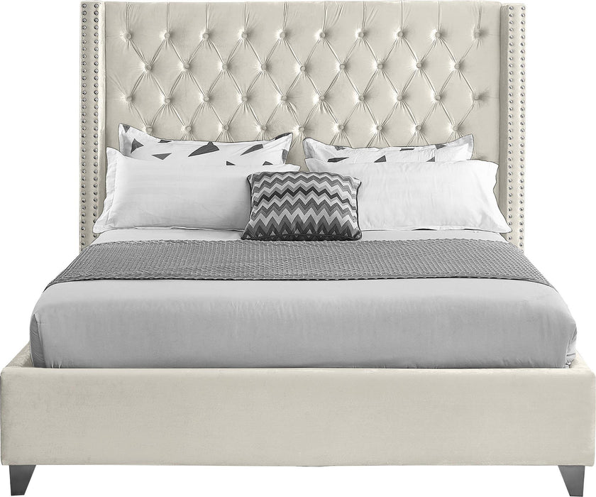 Aiden Cream Velvet King Bed