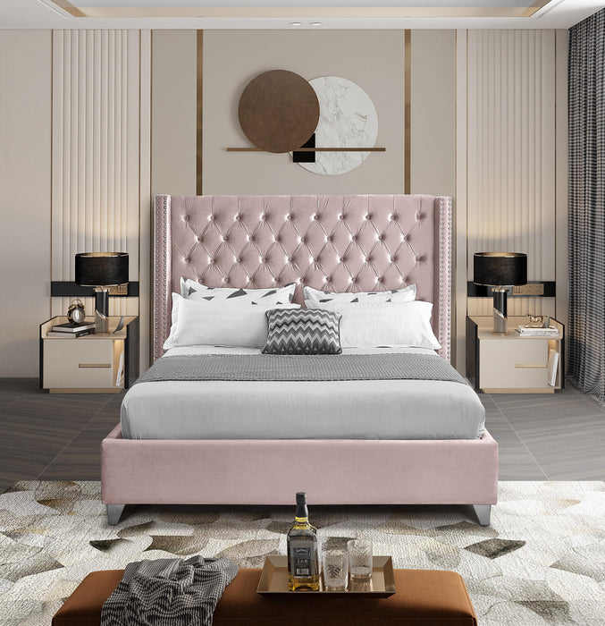 Aiden Pink Velvet King Bed