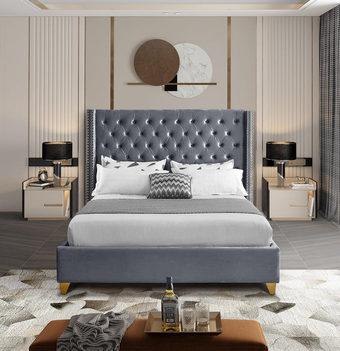 Barolo Grey Velvet Full Bed